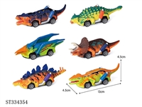 ST334354 - 6款网红恐龙车 回力 黑轮【英文包装】
