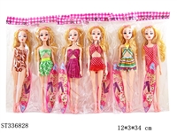 ST336828 - 11.5 INCH DOLL WITH 11 JOINTS & 3D EYES & SWIMSUIT & SURFBOARD (MIXED 6 KINDS)