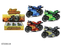 ST339118 - 1：36 解压玩具 回力合金摩托车按压功能(12只装)