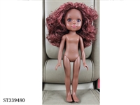 ST339480 - 14寸黑皮肤娃娃(8分线曲发,6.5寸长)