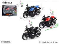 ST339592 - 英文1:8压铸锌合金杜卡迪V4回力摩托街车
