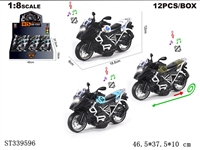 ST339596 - 英文1:8压铸锌合金宝马水鸟回力摩托街车12只/展示盒