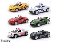 ST339957 - 6款式合金警车 回力 1:64 黑轮 金属【英文包装】